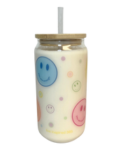 Load image into Gallery viewer, Smiley Glass Cup with Bamboo Lid
