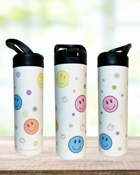 Smiley Sports Lid Water Bottle