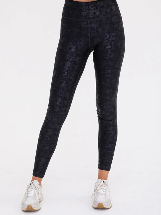 Clothing- Crackle Glaze Foil Highwaist Leggings