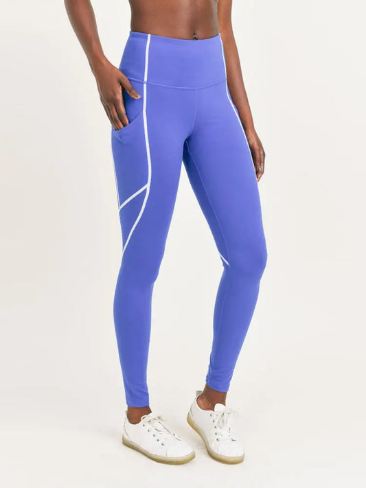 Clothing- Splice Highwaist Leggings with Contrast Seams