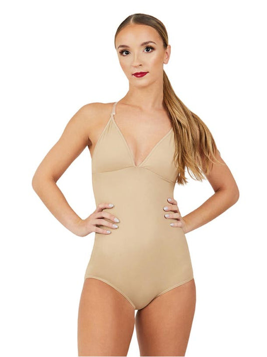 Leotards- Nude Leotard Plunge Front Deep Back