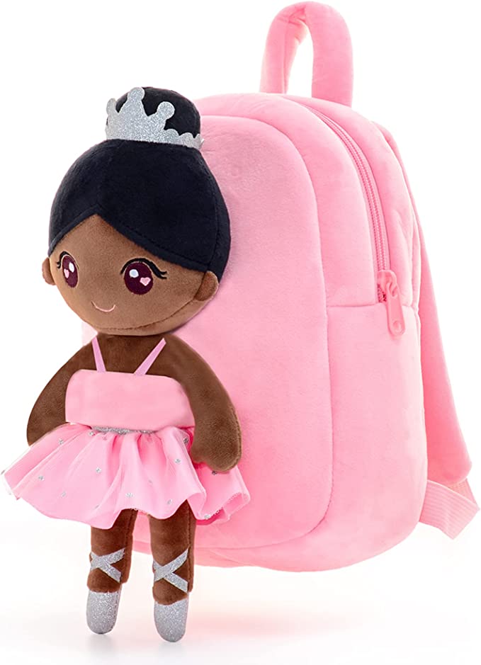 Stuffed Animals- Plush African American Doll With Backpack